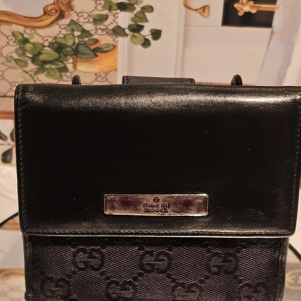Gucci Guccissima Compact Canvas/Leather Black Wallet